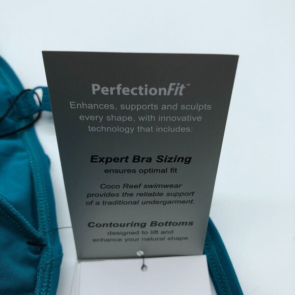 Coco Reef Flourish Bra Sized Tier Mesh Underwire Tankini Top Teal Blue 36C - Picture 6 of 8